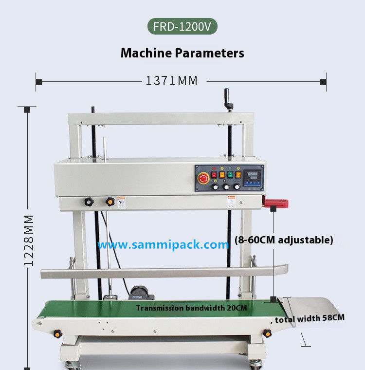 FRD-1200V Elektryczna półautomatyczna maszyna do uszczelniania cieplnego do ciągłego pionowego uszczelniania plastikowych torebek do napojów