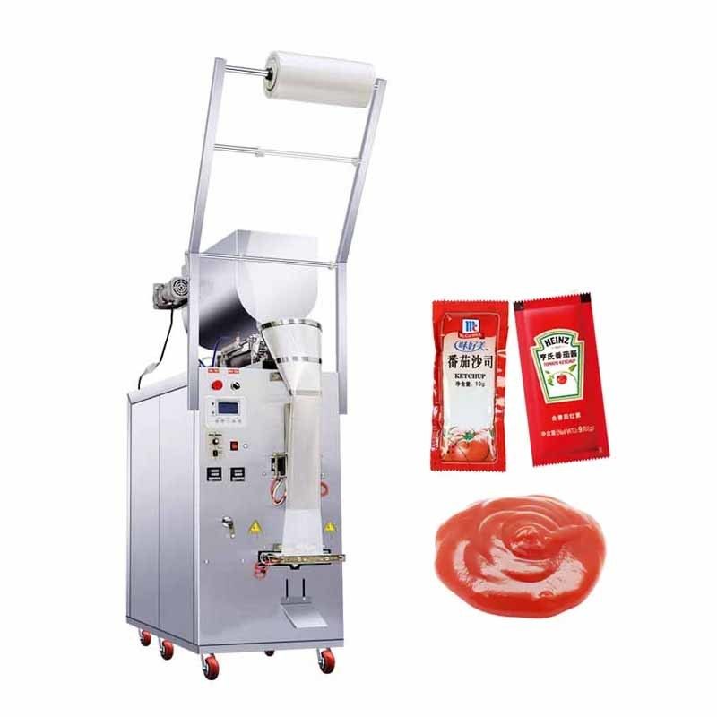 Maszyna pakująca do saszetek z czterostronnym zgrzewem, do pakowania żywności, małych torebek, płynnych sosów, ketchupu, 220V/50Hz