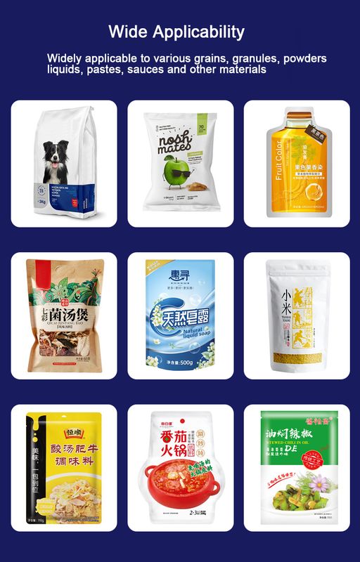 Automatyczna maszyna do pakowania granulatu w torebki z zamkiem błyskawicznym, wielofunkcyjna, do karmy dla zwierząt domowych, karmy dla kotów, karmy dla psów