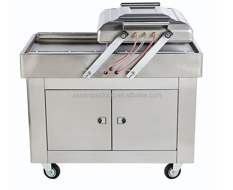 Dwukomorowa pakowarka próżniowa DZ500/2SB do owoców morza, mięsa, kurczaka, tofu, ryb, orzeszków ziemnych