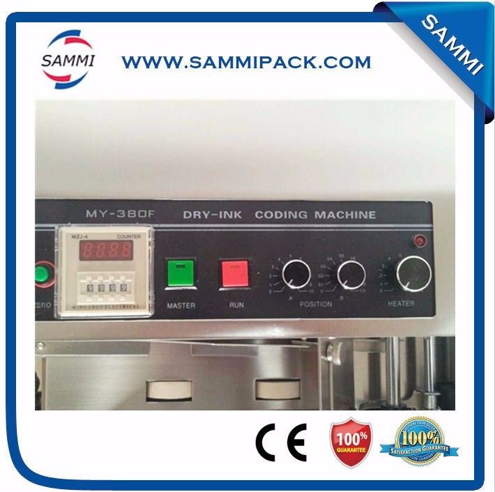 Automatyczna maszyna do kodowania atramentu stałego MY-380 Drukarka numerów serii/daty/daty wygaśnięcia do papieru, opakowań filmowych i etykiet z rolkami z gorącym atramentem