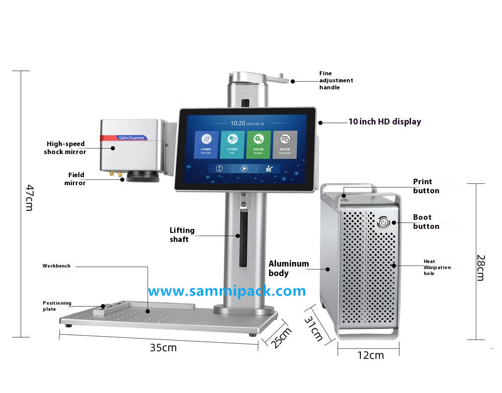 Grawer laserowy z włóknem o niskiej konserwacji do części metalowych, obsługa kodu QR/kodu kreskowego