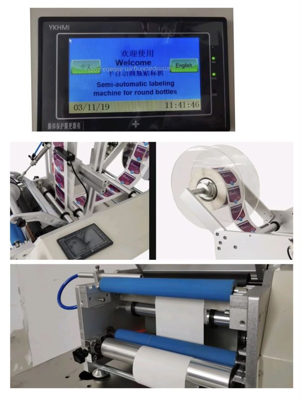 Wysokiej jakości dwustronna etykieciarka, aplikator etykiet owijających na blacie do okrągłych zbiorników/butelek z funkcją liczenia