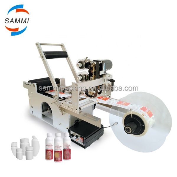 MT-50 Półautomatyczna etykieciarka do etykiet samoprzylepnych do okrągłych butelek i słoików do metalu, papieru, szkła, opakowań spożywczych - Nowa Używana