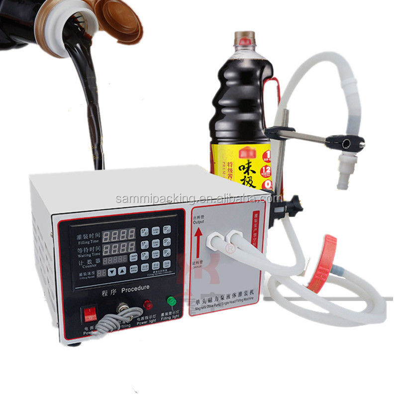 Niewielka napełniarka do płynów spożywczych, półautomatyczna, ze stali nierdzewnej 304, do soku, miodu, oleju, wody sodowej, 17 l/min