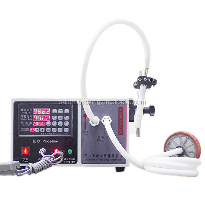 Niewielka napełniarka do płynów spożywczych, półautomatyczna, ze stali nierdzewnej 304, do soku, miodu, oleju, wody sodowej, 17 l/min