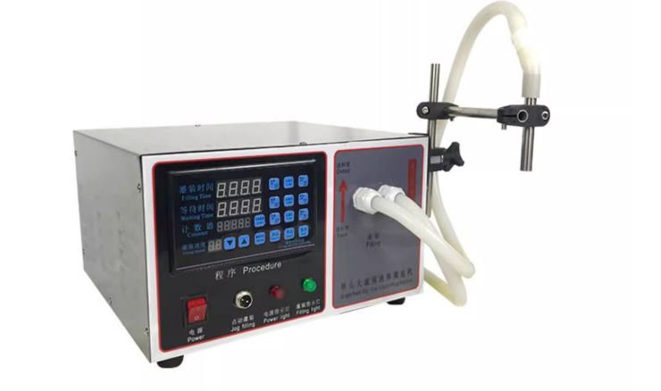 Niewielka napełniarka do płynów spożywczych, półautomatyczna, ze stali nierdzewnej 304, do soku, miodu, oleju, wody sodowej, 17 l/min