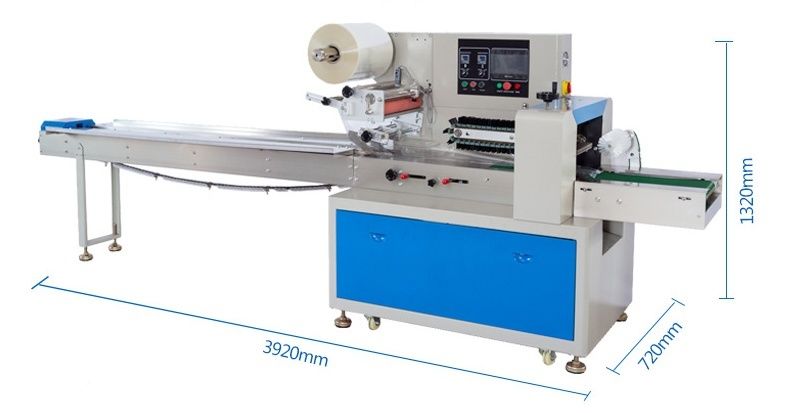 Dual Frequency Flow Pack Machine dla małych ciasteczek Ciasteczka Flow Pack Machine Maszyna do pakowania poduszek do żywności