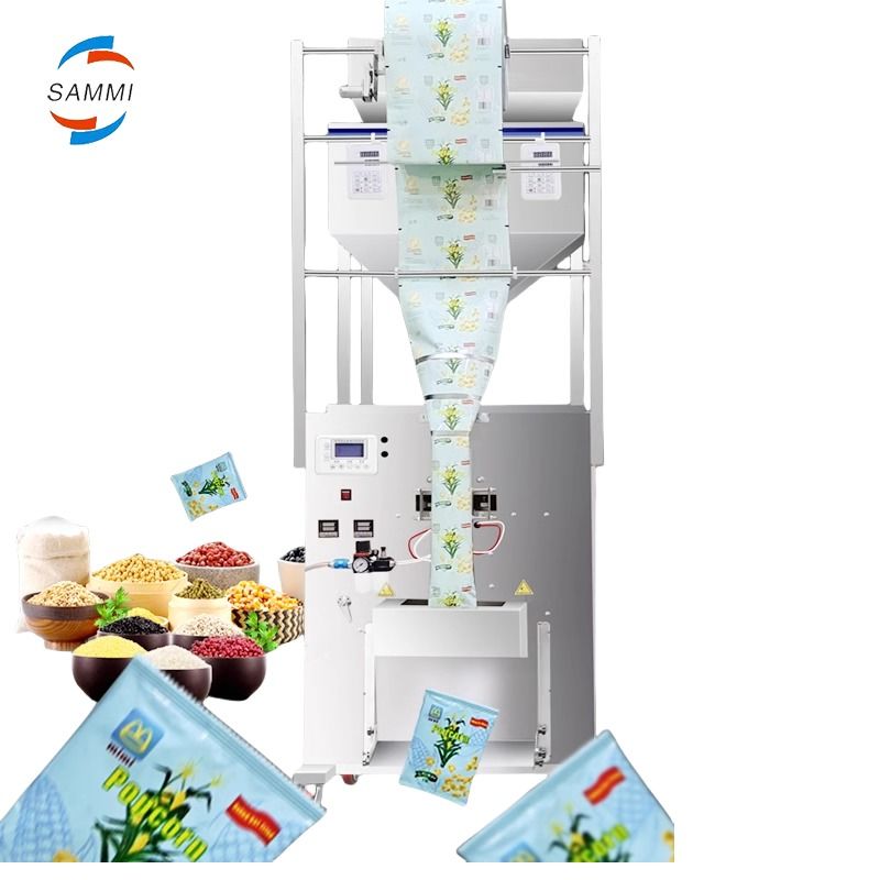 Sprzedaż hurtowa Nowa wielofunkcyjna dwugłowicowa maszyna do napełniania cukrem, ważenia i pakowania ziaren kawy 500g 1000g, wysoka jakość