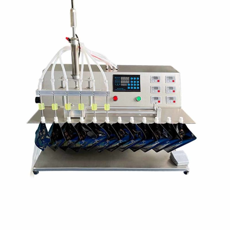 2025 Nowa maszyna do napełniania torebek z podwójnymi dyszami do płynów, z wylewem, do torebek typu stand-up, półautomatyczna napełniarka i zgrzewarka