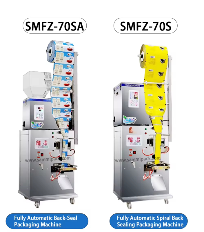 Automatyczna maszyna pakująca do saszetek z kawą, proszkiem, herbatą w torebkach, żywnością i przekąskami, napełnianiem, zamykaniem i pakowaniem
