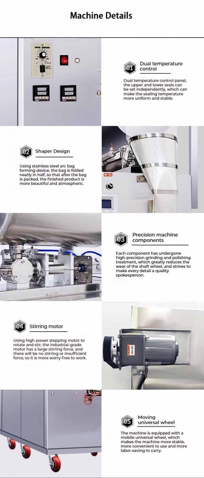 Maszyna pakująca do saszetek z czterostronnym zgrzewem, do pakowania żywności, małych torebek, płynnych sosów, ketchupu, 220V/50Hz 5