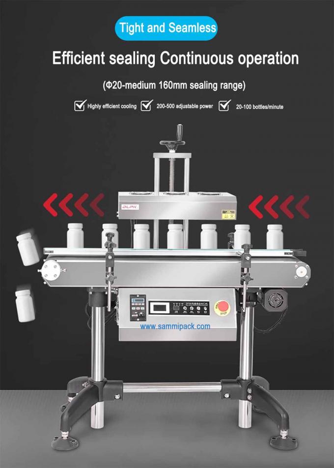 Automatyczne ciągłe uszczelnianie cieplne plastikowych butelek Elektromagnetyczne indukcyjne maszyny do uszczelniania folii aluminiowej 3