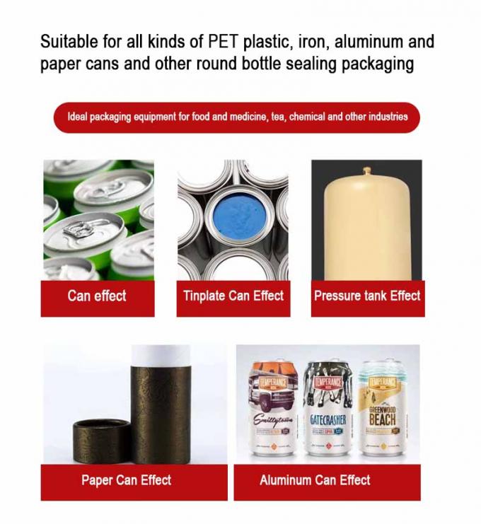 Automatyczna maszyna do uszczelniania zapięcia stołowego do farby mleka w proszku, na napoje spożywcze, sardynki, tuńczyk, puszki z puszki 5