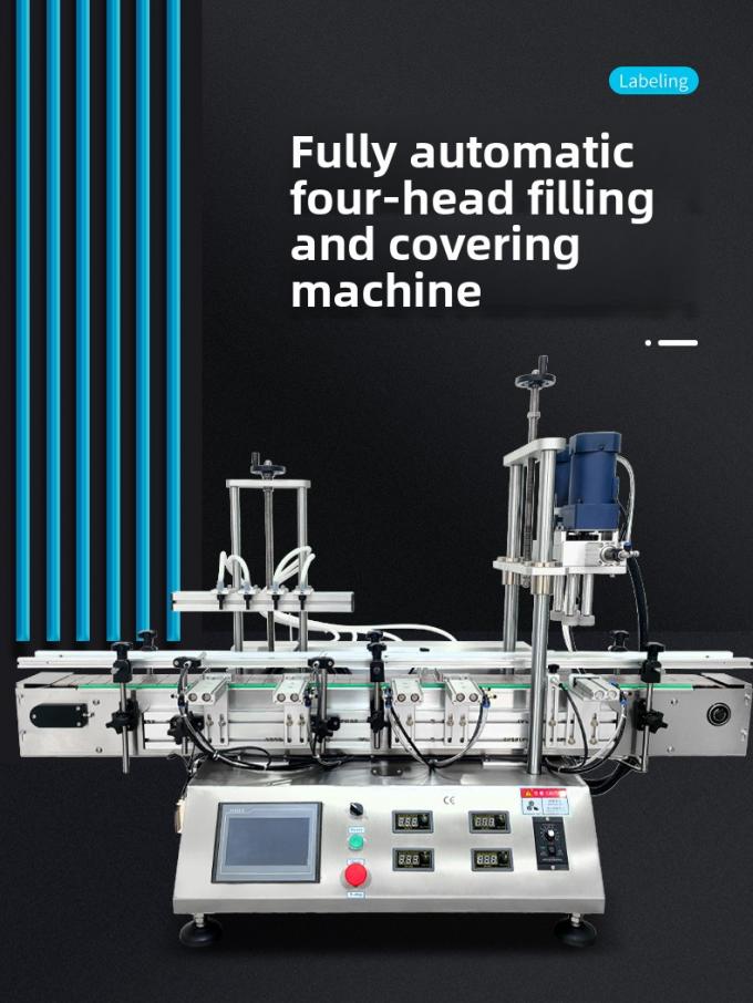Wysokowydajna automatyczna stacjonarna 4-głowicowa magnetyczna pompa do napełniania i zakręcania płynów do wody i napojów 0