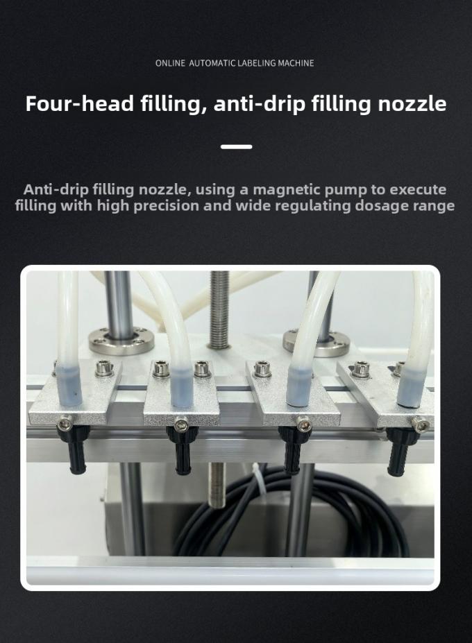 Wysokowydajna automatyczna stacjonarna 4-głowicowa magnetyczna pompa do napełniania i zakręcania płynów do wody i napojów 3
